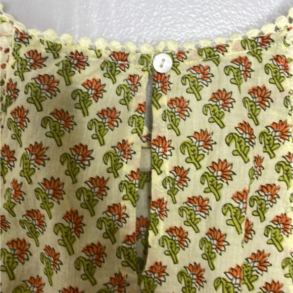 RACHEL ZOE 100% COTTON FLORAL BOHO SHORT SWING TOP 3/4 BELL SLEEVES  SZ XL - Picture 7 of 9